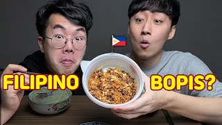 Korean Guys TRY Filipino Bopis | Filipino Food Mukbang/Reaction