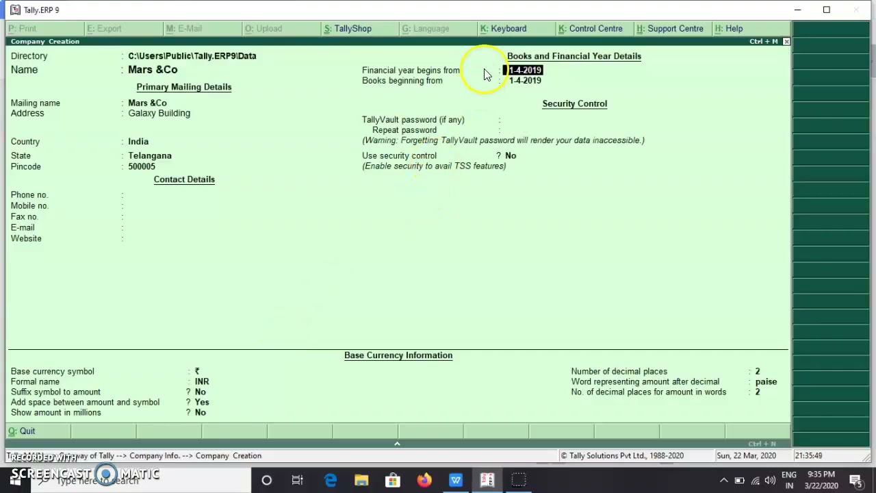 assignment of gst in tally