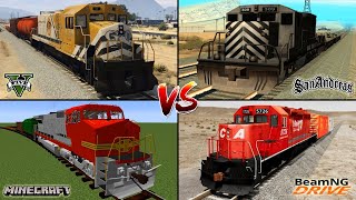 GTA 5 TRAIN VS GTA SAN ANDREAS TRAIN VS MINECRAFT TRAIN VS BEAMNG TRAIN  WHICH IS BEST?