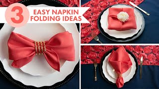 3 EASY Napkin Folding Ideas | Living Coral Place Settings | BalsaCircle.com