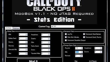 Call of Duty Black Ops 2 Stats Editor ModBox PS3 XBOX360 PC