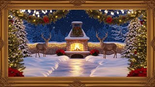 Frame TV Art with Music: Outdoor Holiday Magic: Reindeer by the Garden Hearth screenshot 3