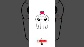 How to Draw Cute Cup Cake 🧁 | Easy Kawaii Drawing for Kids #shorts #kidsart #drawing #howtodraw