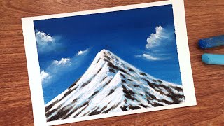 Oil Pastel Snowy Mountain Peak Painting for beginners | Soft Oil Pastel Artwork