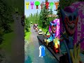 Four Trucks Transporting cars with Flatbed Trailers | Cars vs Speedbump vs Train vs Pothole #000