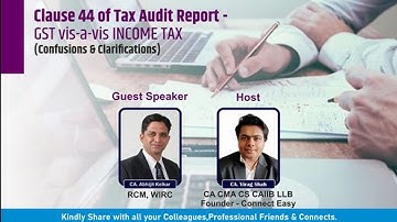 Special Free Webinar on Clause 44 of Tax Audit Report