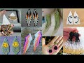 #DIY/Beadwork/Multicolor fringe earrings/Brick stich/Bead weaving/Seed beads pattern modern earrings