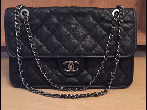 Chanel French Riviera Flap Bag Quilted Caviar Large at 1stDibs