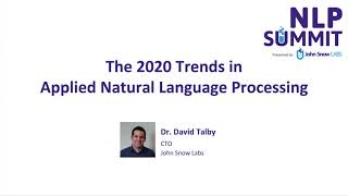 The 2020 Trends for Applied Natural Language Processing | NLP Summit 2020