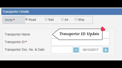 How to Update Transporter ID in TallyPrime