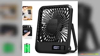 Desk Fan Portable Usb Rechargeable Fan 180 Tilt Folding Personal Fan With Power Display 5 Speeds