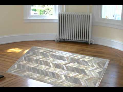Cream Ivory Herringbone Pattern Cowhide Patchwork Area Rug 1 - video from Posh Rug