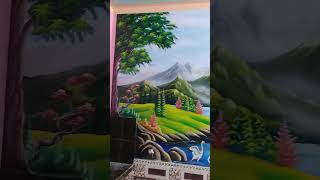 #scenery #Wall painting 🖌️🎨#acrylicpainting #landscapepainting #suvoart