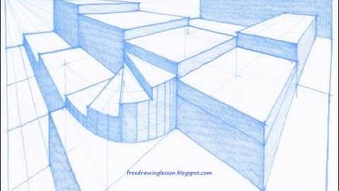 Perspective Drawing : Draw a box : A curve steps... in a two point perspective.. monochrome. #shorts