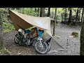 全身ずぶ濡れでも楽しむバックパックバイクソロキャンプI enjoy motorcycle camping even when I get soaked to the bone.