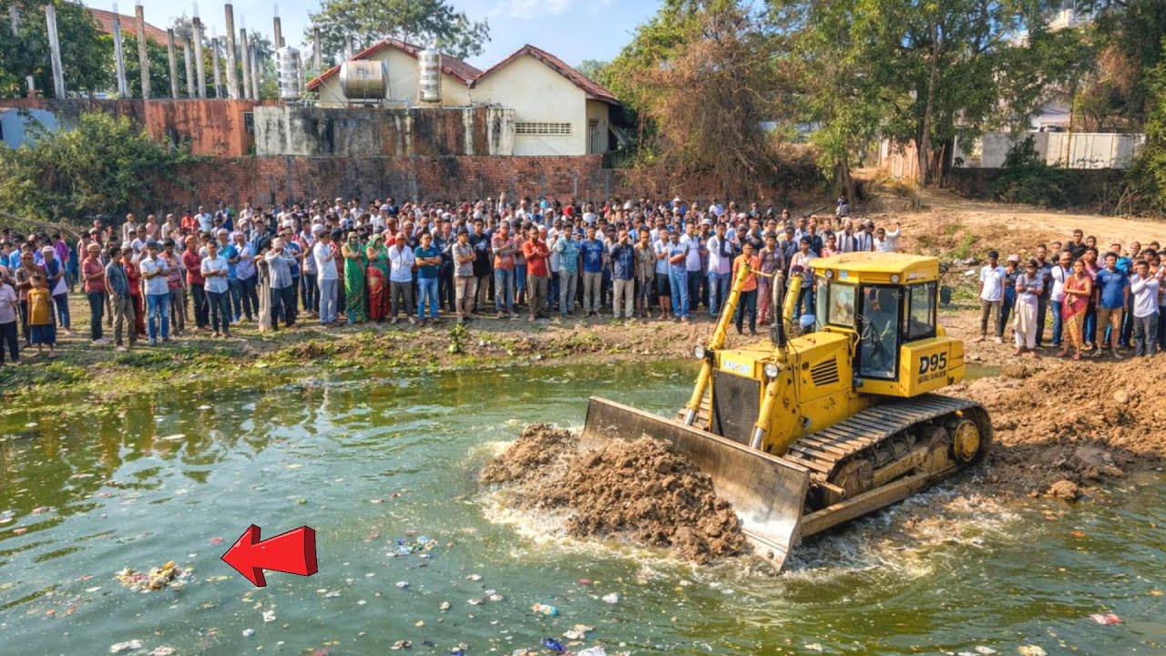 First Start New Perfect Project !! Complete100% Landfill Process by Bulldozer Komat'su & Dump Trucks