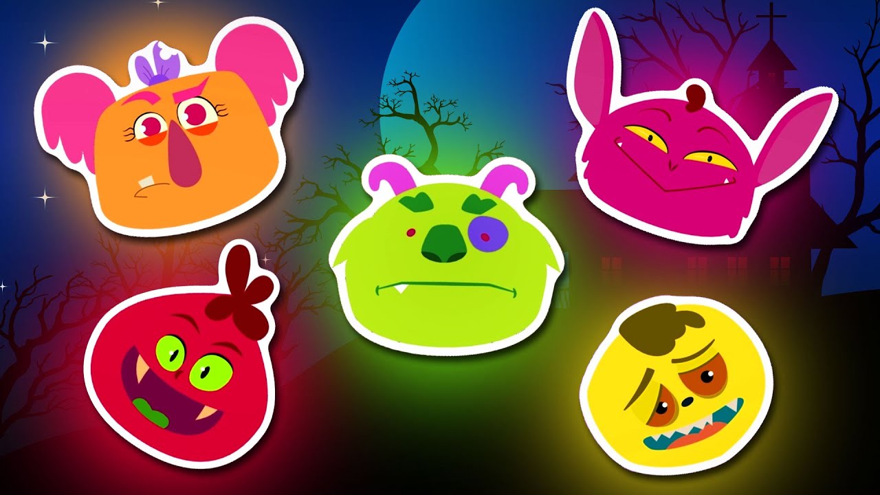 Cinco Monstros Pulando Na Cama ♫ Dia das Bruxas Música Infantil ♫ Casa TeeHee