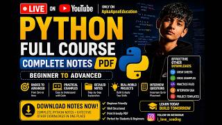 Python Full Course LIVE 🔥 | Complete Python Tutorial for Beginners to Advanced | Hindi 202