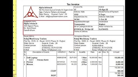 Tally Add On : Print Dispatch From Details in Sales Invoice  in TallyPrime software