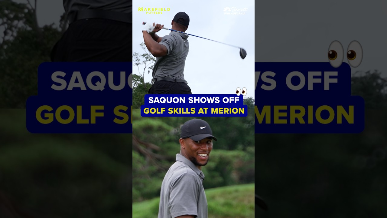 Saquon Barkley showed off his golf skills at Merion Golf Club's 14th hole #eagles