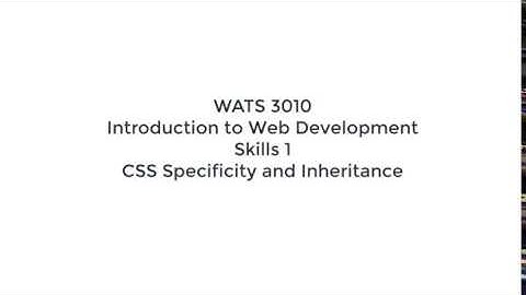 Skills 1 CSS Specificity Inheritance