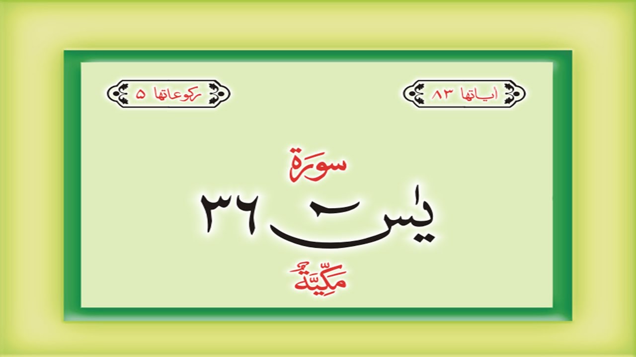 Surah 36  Chapter 36 Ya Sin  complete Quran with Urdu Hindi translation