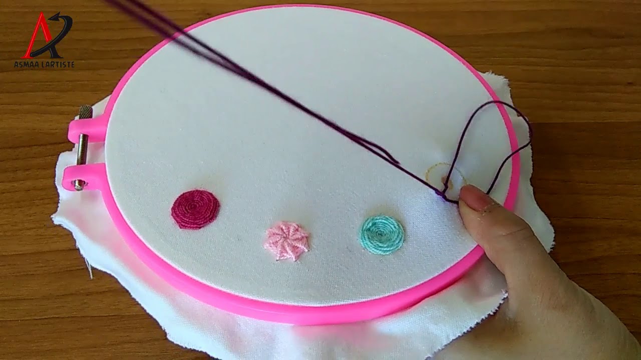 embroidery flower 5 circle buttonhole stitch YouTube