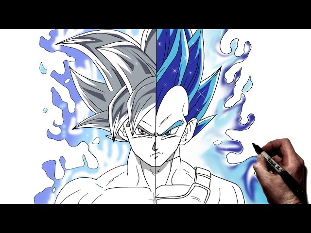 How To Draw GOKU And VEGETA Super Saiyan Blue Step By Step - Dragon Ball 