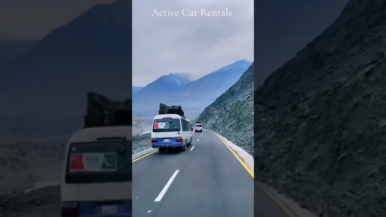 Coasters on Karakoram Highway, Pakistan 