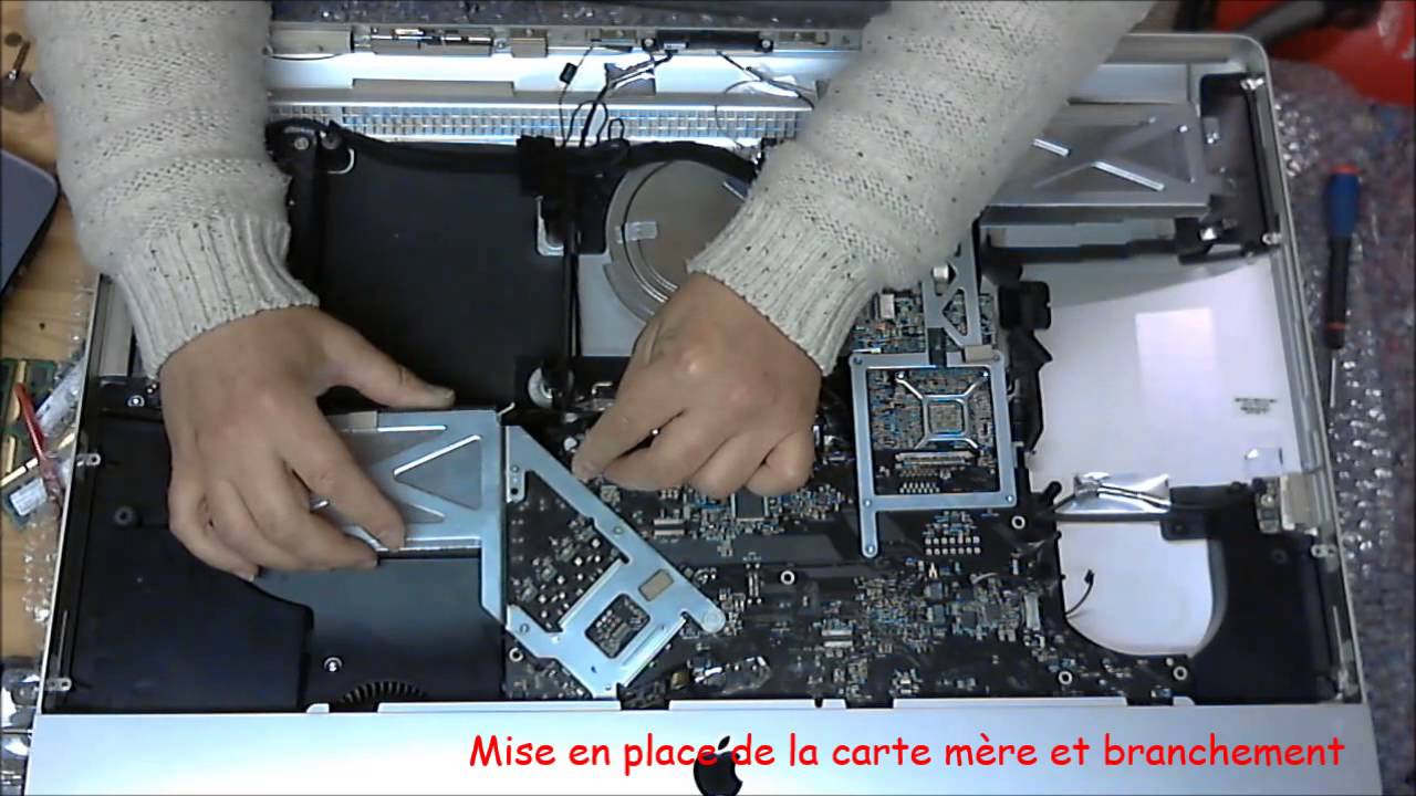 iMac 2009 27 pouces remontage mise en place de la carte mère - YouTube