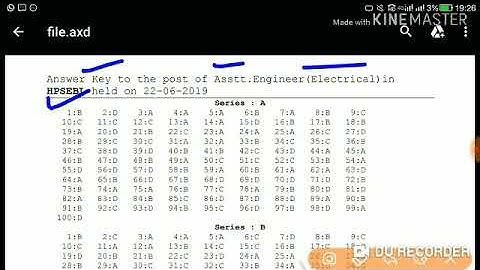HPPSC AE ( Electrical ) Answer Key | Held on - 22 June 2019 |