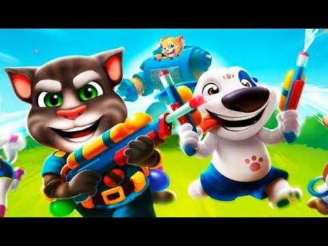 Говорящий Том Водная Битва #6 Лагерь Говорящего Тома Анджела Хэнк и Друзья игра мультик Tom Camp