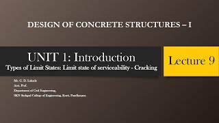 DCS-1 | UNIT 1- Introduction | Limit state of serviceability | Cracking | Lecture - 9