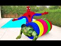 APRENDE LOS COLORES CON SPIDERMAN & HULK w ¡RUEDAS DE COLORES GIGANTES! PARA NIÑOS!!