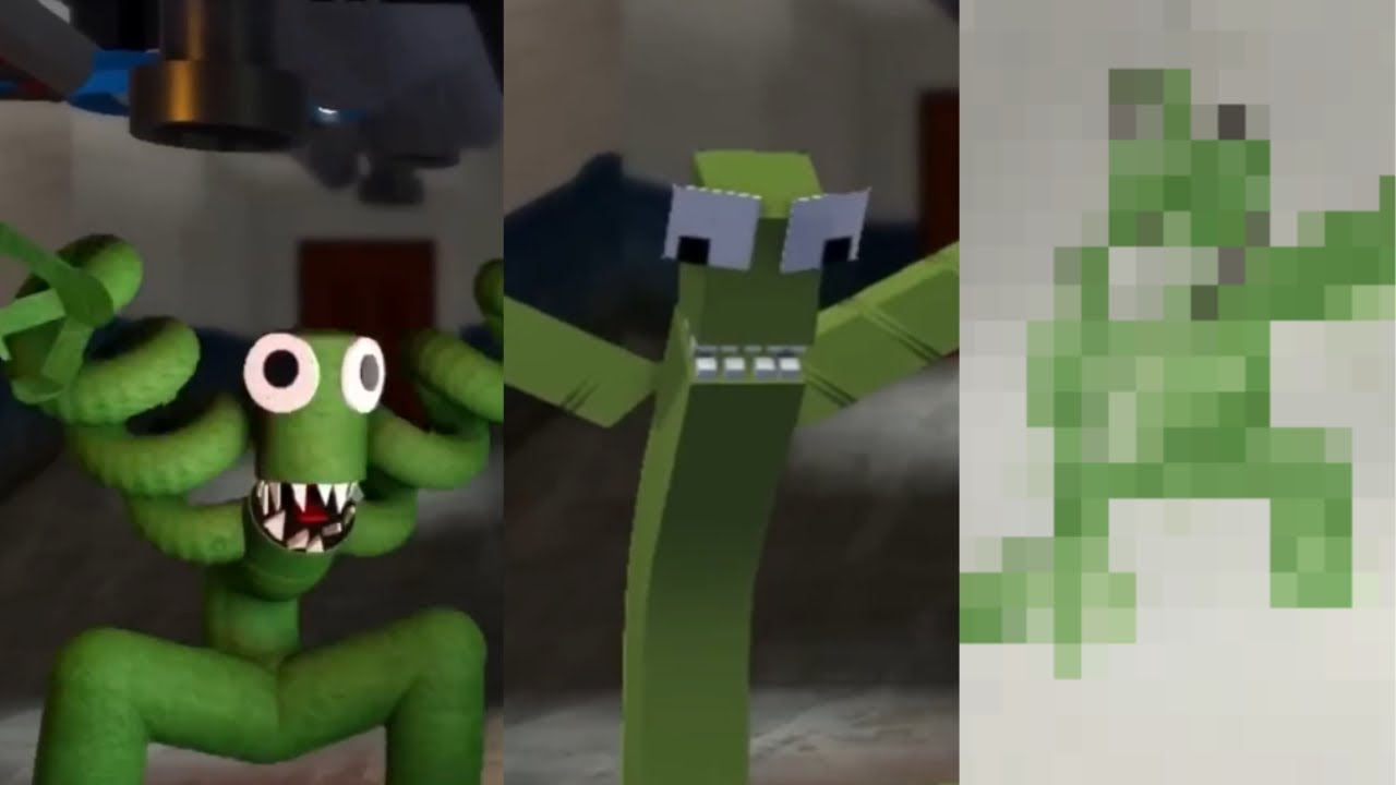 FNF】How To Draw Rainbow Friends Green Roblox Minecraft - Picture
