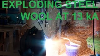 Exploding steel wool with 1 kJ of energy from Maxwell capacitor