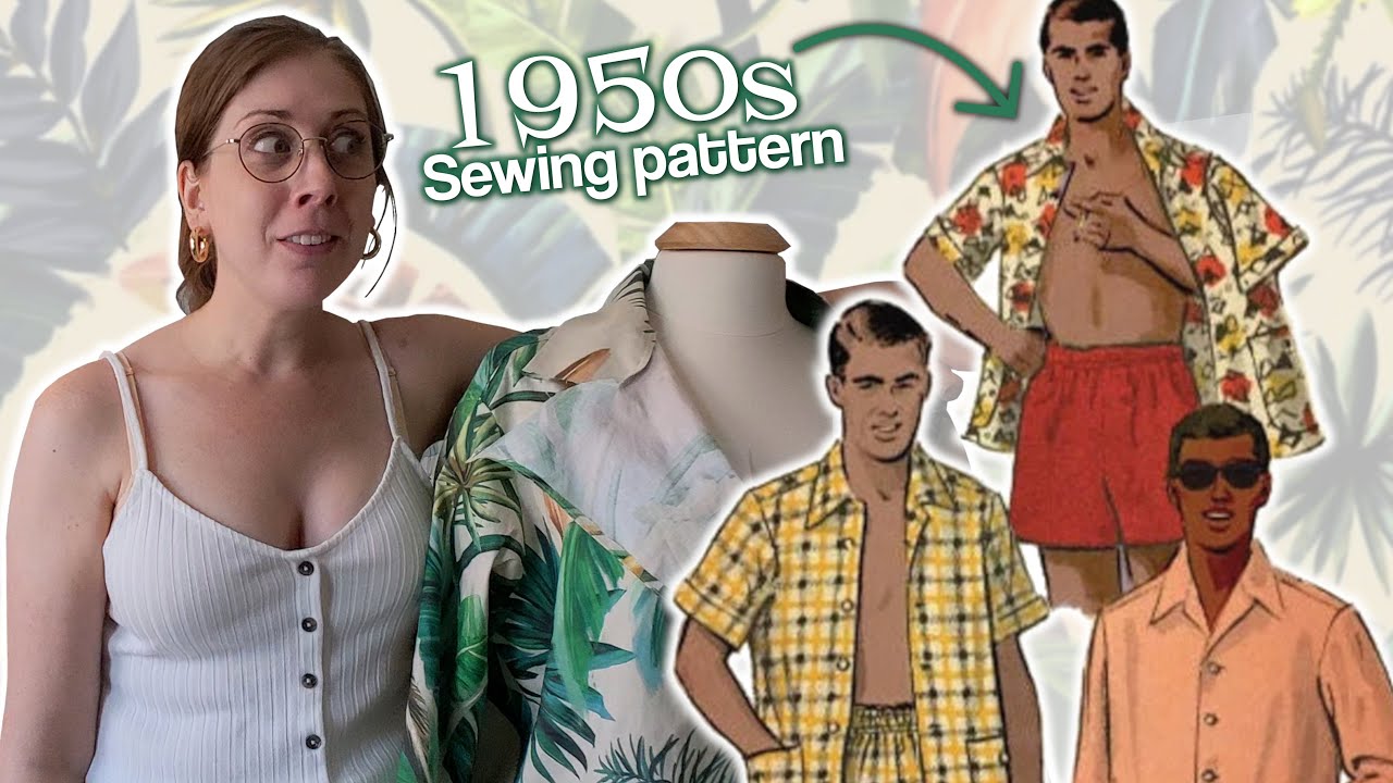 Using a VINTAGE PATTERN to sew a 1950s CABANA SHIRT for Vacation 