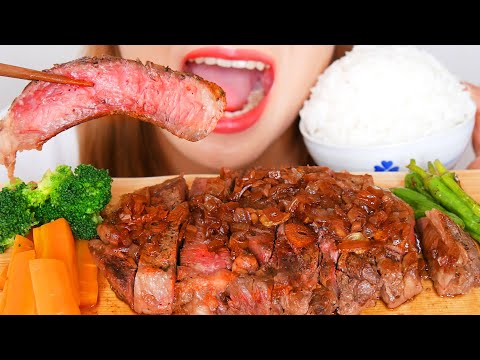 【咀嚼音/ASMR】ズボラ女が極厚ステーキを本気で焼いて食べる音【字幕付】Eat sounds of steak