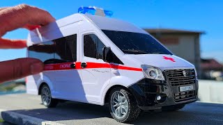 Car Gazelle Next ambulance on the remote control. Technopark model. About cars