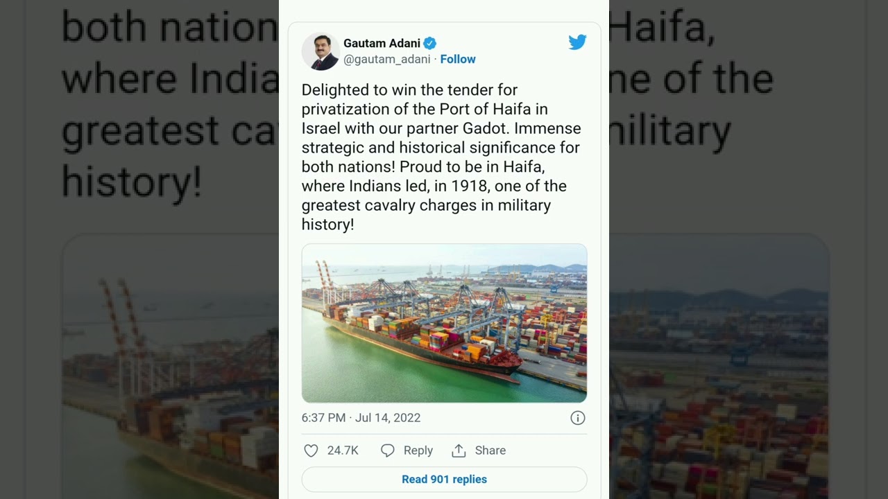India's Adani Group Acquires State-owned Haifa Port In Israel,