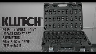 Klutch Universal Joint Impact Socket Set 59-Pc. 3/8in. & 1/2in. Drive  SAE/Metric