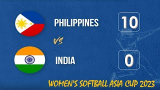 Philippines (RP Blu Girls) vs India | Full Game | Women's Softball Asia Cup 2023 | 04\/06\/2023