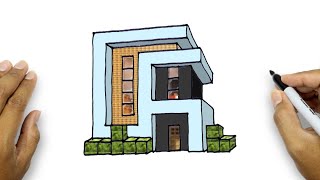 How To Draw A Minecraft House On Paper | Minecraft Drawing