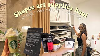 Shopee art supplies haul 🛒 Art Vlog • Paint with me • Coffee date 🍵