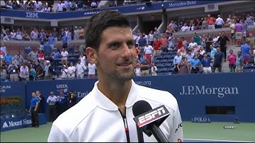 06 US OPEN 2016   Novak Djokovic d  Gael Monfils   Post Match INTERVIEW   Copy