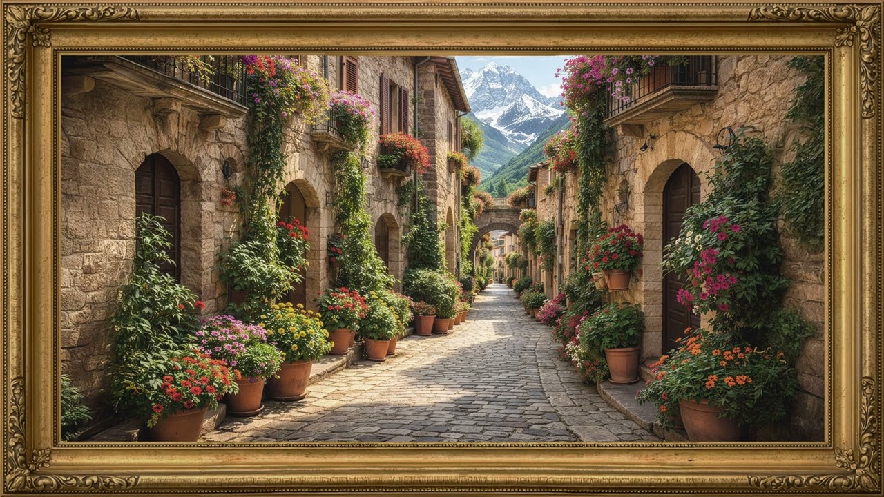 Timeless Village Framed Painting | TV Art Slideshow | 2 Hours | 4K