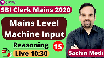 Machine Input Output Reasoning Tricks in Hindi | SBI Clerk Mains Reasoning by Sachin Modi Sir