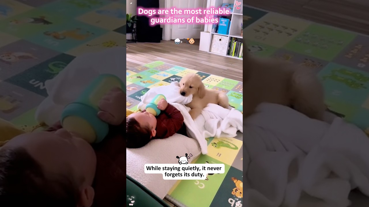The dog claims the baby as its own😂#dog #love #baby #bestfriend #fyp