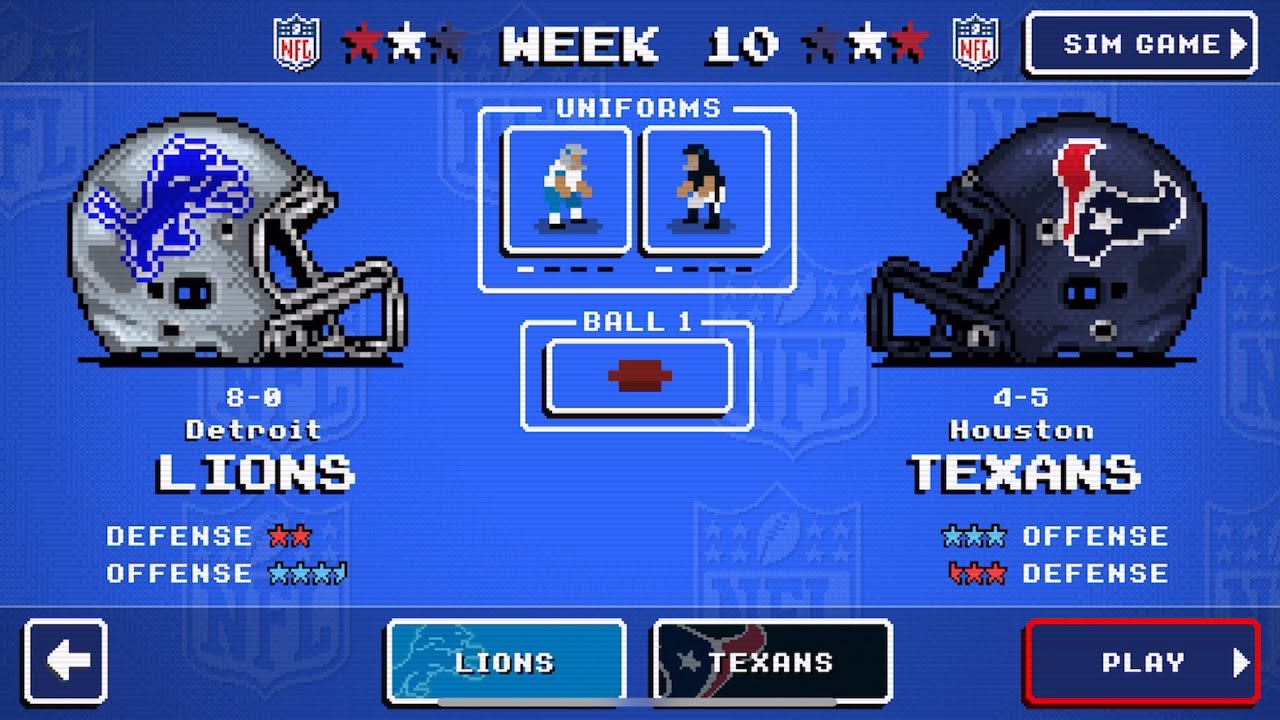 NFL Retro Bowl 25 Career Mode Y1 Week 10 Detroit