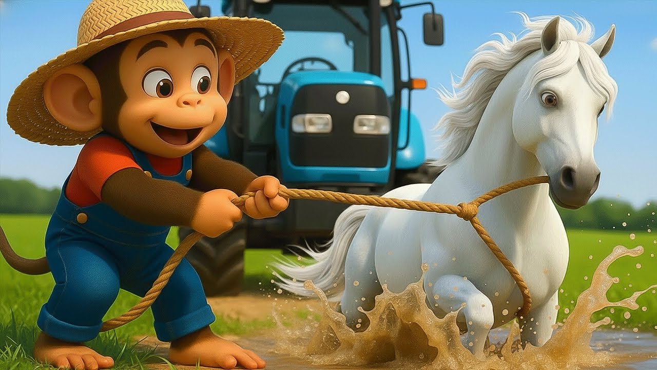 🚜 Funny Monkey Fixes the Tractor and Plows the Beet Field | Fun Farm Cartoon 🐒